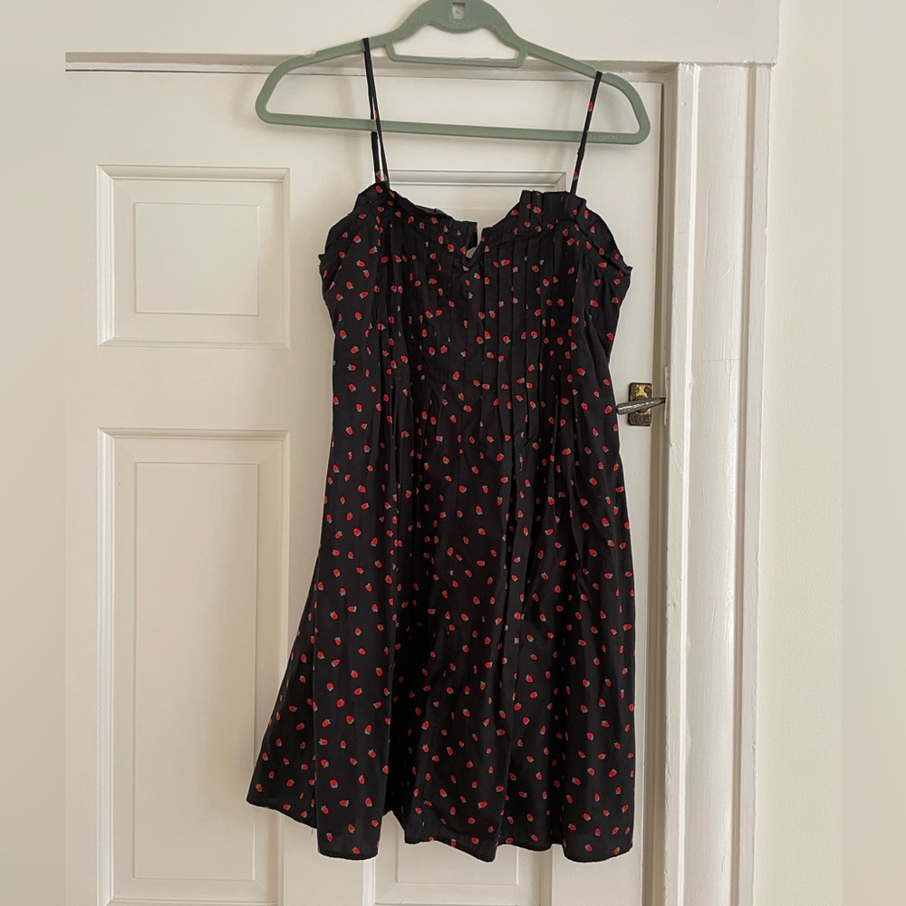 Madewell Black Dress, strawberry print